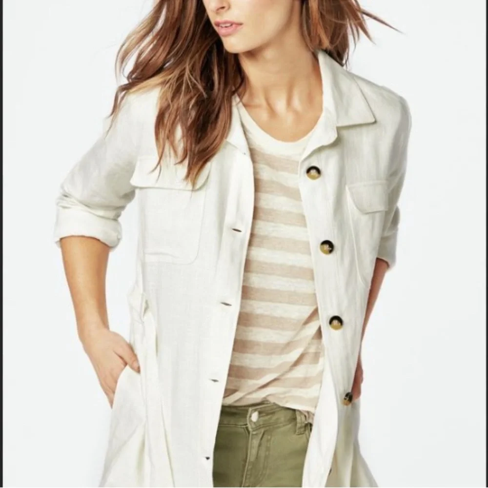 Faherty Larkspur Utility Jacket Size L Ivory White Lightweight - Picture 2 of 12